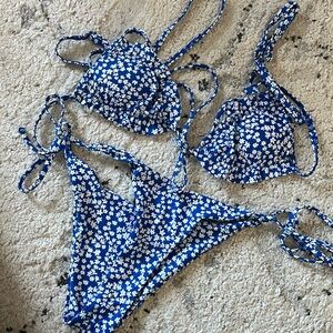 Zaful Blue Floral Bikini Set